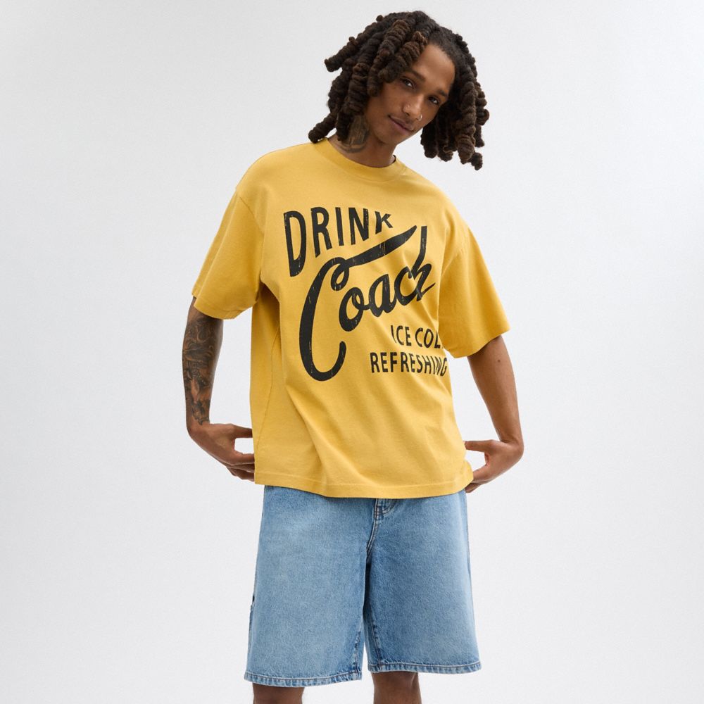 Yellow Men Coach Americana T Shirts | MY_CH70491