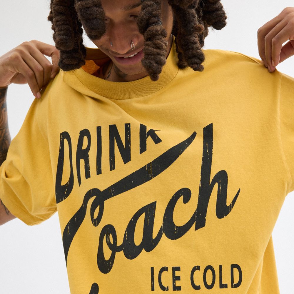 Yellow Men Coach Americana T Shirts | MY_CH70491