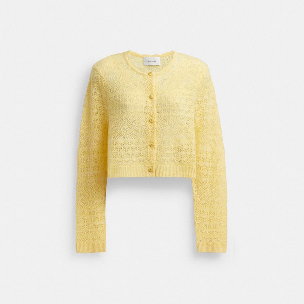 Yellow Women Coach Lace Knit Cardigan | MY_CH23814