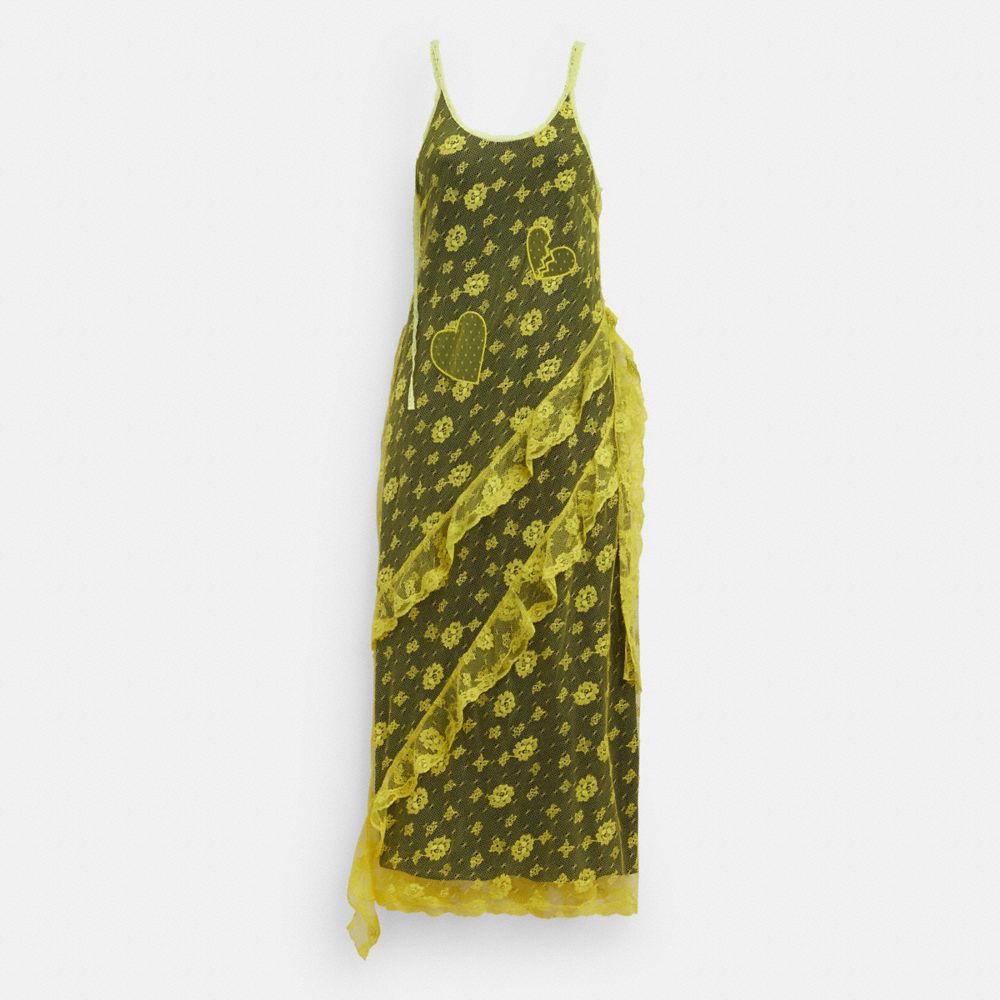 Yellow Women Coach Ruffle Lace Dress | MY_CH77395